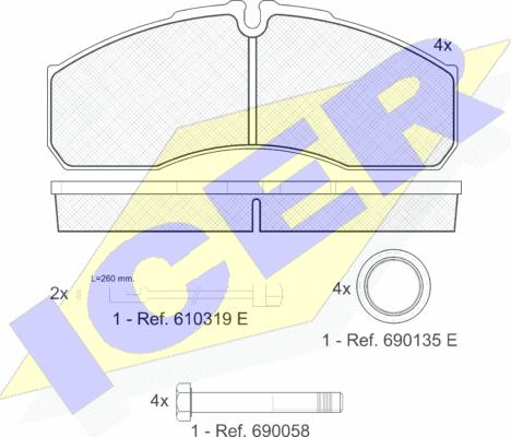 Icer 141499 - Bremžu uzliku kompl., Disku bremzes autospares.lv