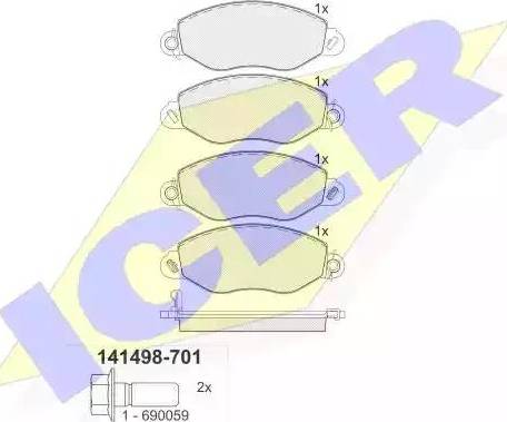 Icer 141498 - Bremžu uzliku kompl., Disku bremzes autospares.lv