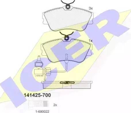 Icer 141425 - Bremžu uzliku kompl., Disku bremzes www.autospares.lv