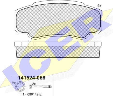 Icer 141524 - Brake Pad Set, disc brake www.autospares.lv