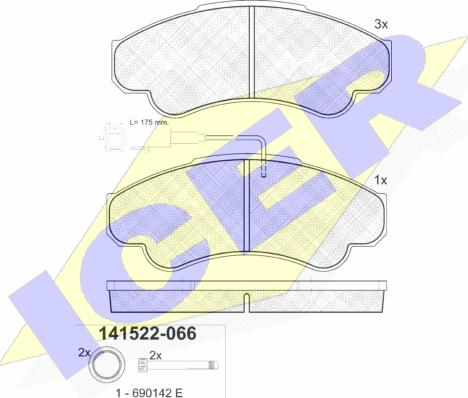 Icer 141522-066 - Brake Pad Set, disc brake www.autospares.lv