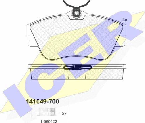 Icer 141049-700 - Bremžu uzliku kompl., Disku bremzes www.autospares.lv