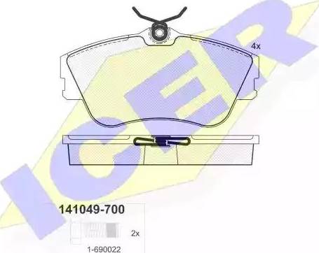 Icer 141049 - Bremžu uzliku kompl., Disku bremzes www.autospares.lv