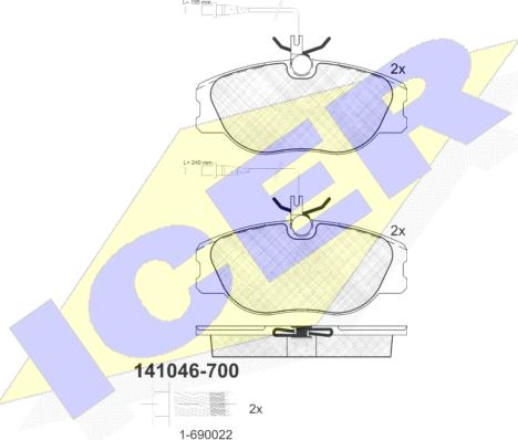 Icer 141046-700 - Brake Pad Set, disc brake www.autospares.lv