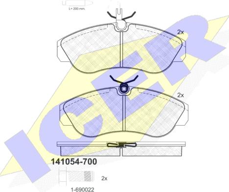 Icer 141054-700 - Bremžu uzliku kompl., Disku bremzes www.autospares.lv