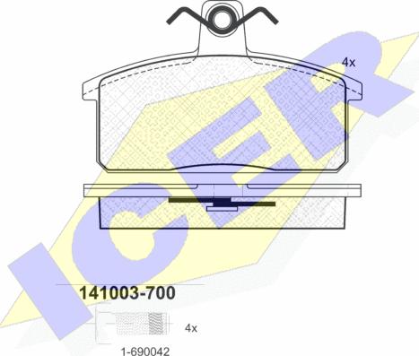 Icer 141003-700 - Bremžu uzliku kompl., Disku bremzes www.autospares.lv