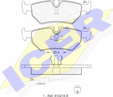 Icer 141087 - Bremžu uzliku kompl., Disku bremzes autospares.lv