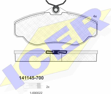 Icer 141145-700 - Bremžu uzliku kompl., Disku bremzes www.autospares.lv