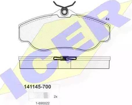 Icer 141145 - Bremžu uzliku kompl., Disku bremzes www.autospares.lv