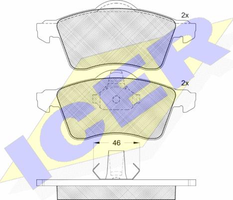 Icer 141166 - Bremžu uzliku kompl., Disku bremzes autospares.lv