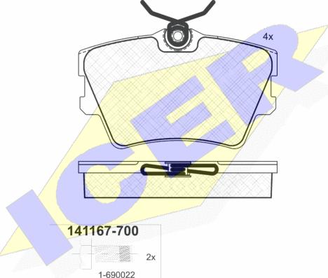 Icer 141167-700 - Brake Pad Set, disc brake www.autospares.lv