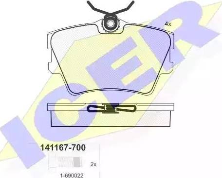 Icer 141167 - Brake Pad Set, disc brake www.autospares.lv