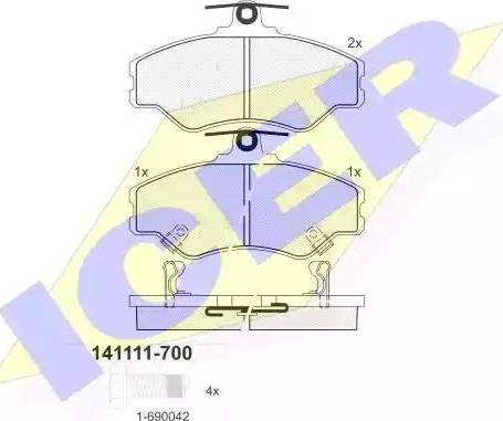 Icer 141111 - Bremžu uzliku kompl., Disku bremzes www.autospares.lv