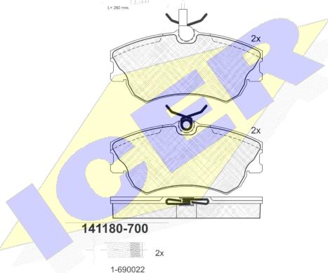 Icer 141180-700 - Тормозные колодки, дисковые, комплект www.autospares.lv