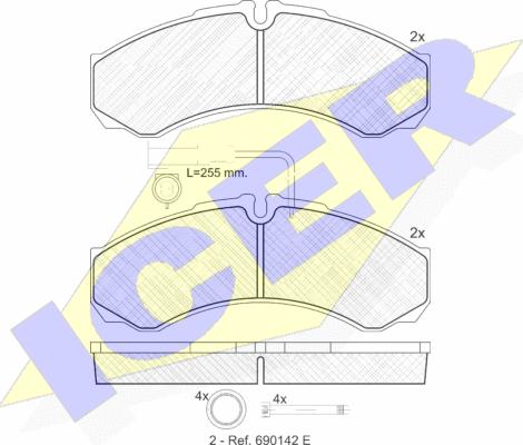 Icer 141848 - Bremžu uzliku kompl., Disku bremzes www.autospares.lv