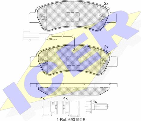 Icer 141804-203 - Bremžu uzliku kompl., Disku bremzes autospares.lv