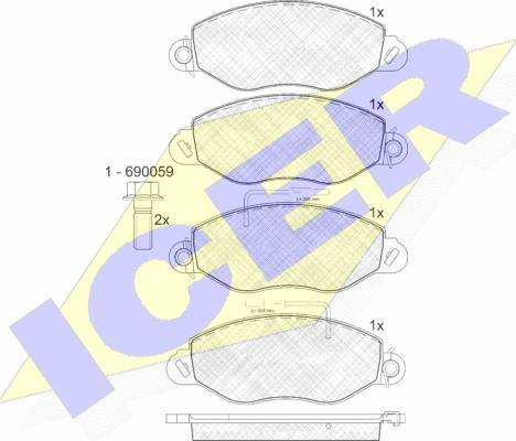 Icer 141808 - Bremžu uzliku kompl., Disku bremzes autospares.lv