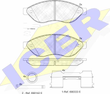 Icer 141803-203 - Bremžu uzliku kompl., Disku bremzes autospares.lv