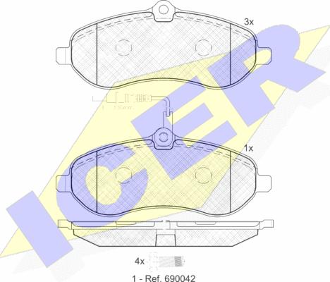 Icer 141802 - Bremžu uzliku kompl., Disku bremzes www.autospares.lv