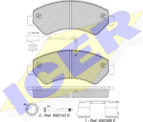 Icer 141836-201 - Bremžu uzliku kompl., Disku bremzes autospares.lv