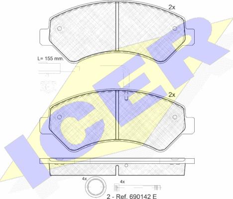 Icer 141836-203 - Bremžu uzliku kompl., Disku bremzes autospares.lv