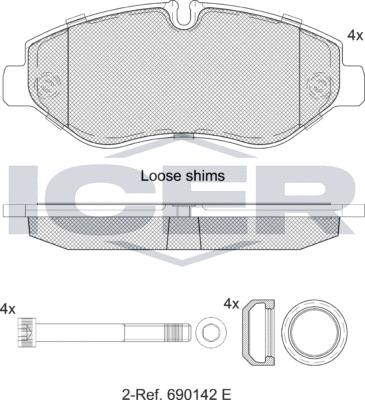 Icer LM1832 - Bremžu uzliku kompl., Disku bremzes www.autospares.lv