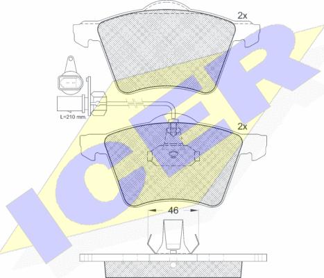 Icer 141350 - Bremžu uzliku kompl., Disku bremzes www.autospares.lv