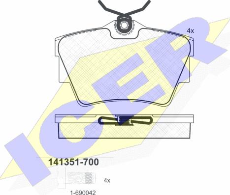 Icer 141351-700 - Bremžu uzliku kompl., Disku bremzes autospares.lv