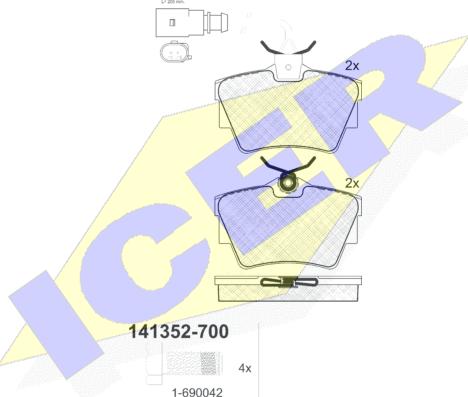 Icer 141352-700 - Bremžu uzliku kompl., Disku bremzes www.autospares.lv