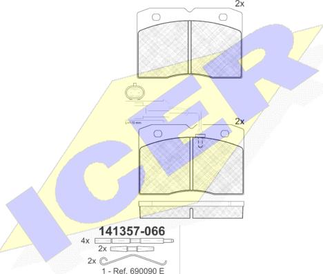 Icer 141357 - Bremžu uzliku kompl., Disku bremzes autospares.lv