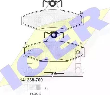 Icer 141238 - Bremžu uzliku kompl., Disku bremzes www.autospares.lv