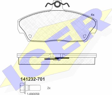 Icer 141232-701 - Тормозные колодки, дисковые, комплект www.autospares.lv