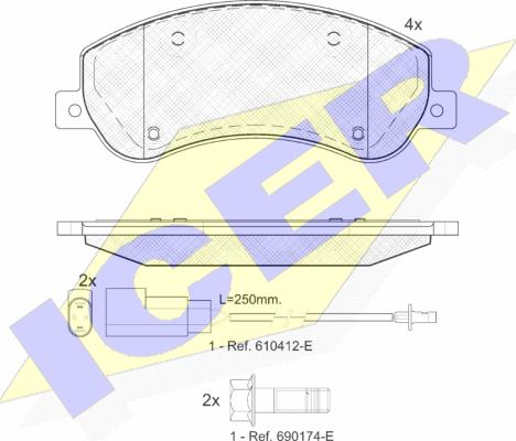 Icer 141793 - Bremžu uzliku kompl., Disku bremzes www.autospares.lv