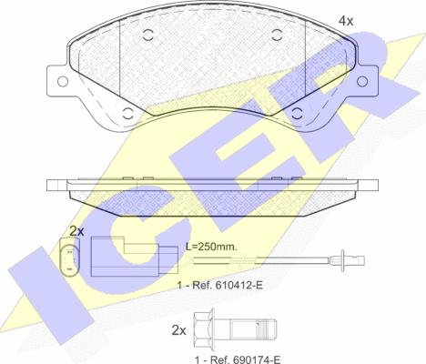 Icer 141792 - Bremžu uzliku kompl., Disku bremzes www.autospares.lv