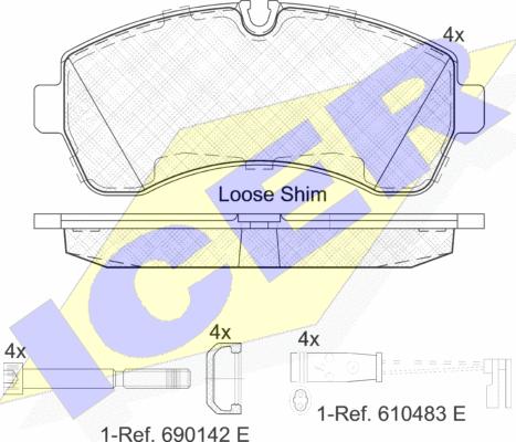 Icer 141785-203 - Bremžu uzliku kompl., Disku bremzes autospares.lv