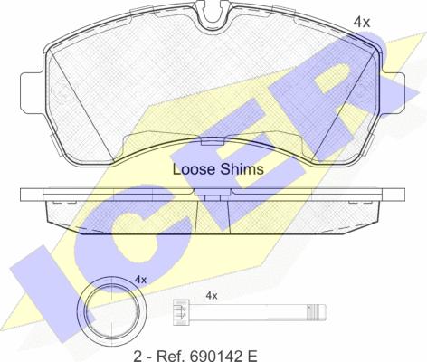 Icer 141785 - Bremžu uzliku kompl., Disku bremzes autospares.lv