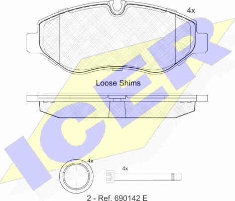 Icer 141786 - Bremžu uzliku kompl., Disku bremzes autospares.lv