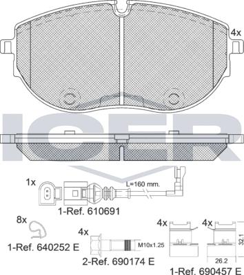 Icer 142401 - Bremžu uzliku kompl., Disku bremzes www.autospares.lv