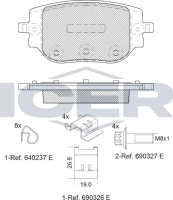 Icer 142415 - Bremžu uzliku kompl., Disku bremzes www.autospares.lv