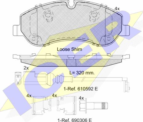 Icer 142119 - Bremžu uzliku kompl., Disku bremzes autospares.lv