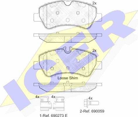 Icer 142116 - Bremžu uzliku kompl., Disku bremzes autospares.lv