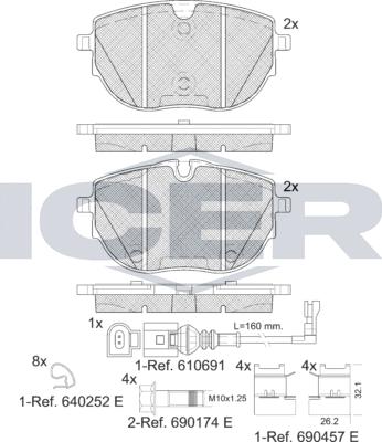 Icer 142399 - Bremžu uzliku kompl., Disku bremzes www.autospares.lv