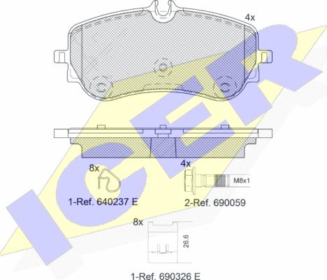 Icer 142301 - Bremžu uzliku kompl., Disku bremzes www.autospares.lv