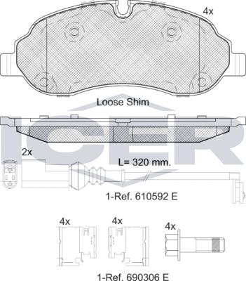 Icer 142217LM - Bremžu uzliku kompl., Disku bremzes autospares.lv