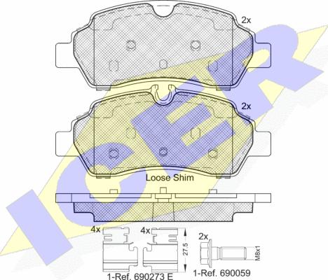 Icer 142224 - Bremžu uzliku kompl., Disku bremzes autospares.lv