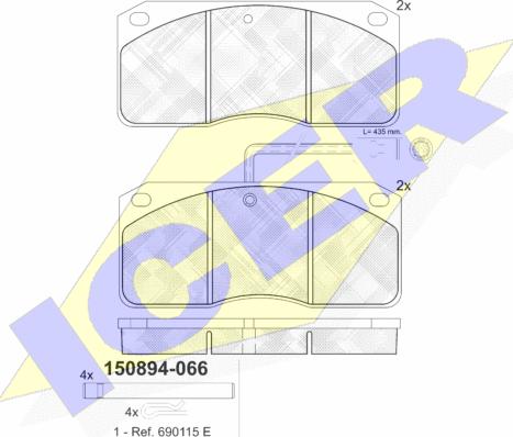 Icer 150894-066 - Bremžu uzliku kompl., Disku bremzes www.autospares.lv