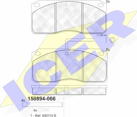 Icer 150894 - Bremžu uzliku kompl., Disku bremzes www.autospares.lv