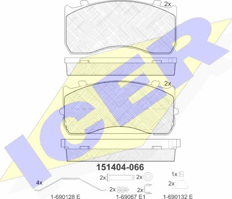 Icer 151404 - Bremžu uzliku kompl., Disku bremzes www.autospares.lv