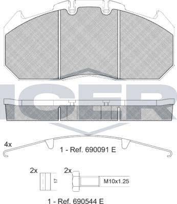 Icer 151405-066 - Bremžu uzliku kompl., Disku bremzes www.autospares.lv