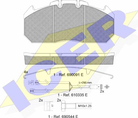 Icer 151405-120 - Bremžu uzliku kompl., Disku bremzes www.autospares.lv